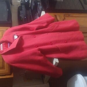 EXTRA LARGE RED FAIRBROOKE DOUBLE-BREASTED LINED COAT